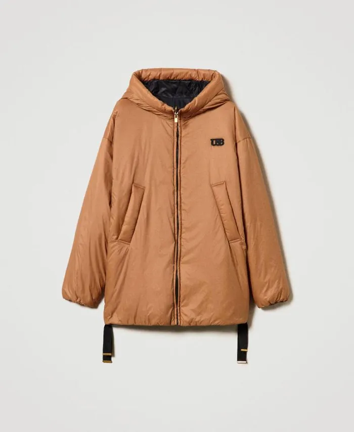 Twinset Jackets And Puffer Jackets Reversible Padded Jacket Twotone Caramel Camel Black 8211 Clothing