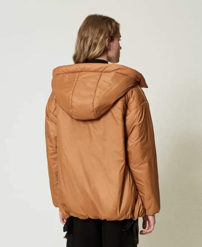 Twinset Jackets And Puffer Jackets Reversible Padded Jacket Twotone Caramel Camel Black 8211 Clothing