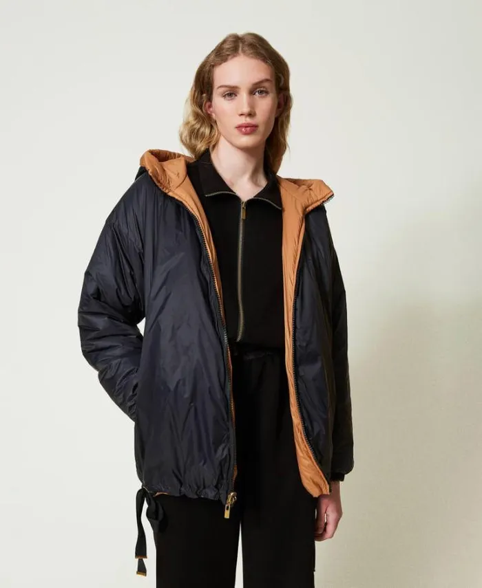 Twinset Jackets And Puffer Jackets Reversible Padded Jacket Twotone Caramel Camel Black 8211 Clothing