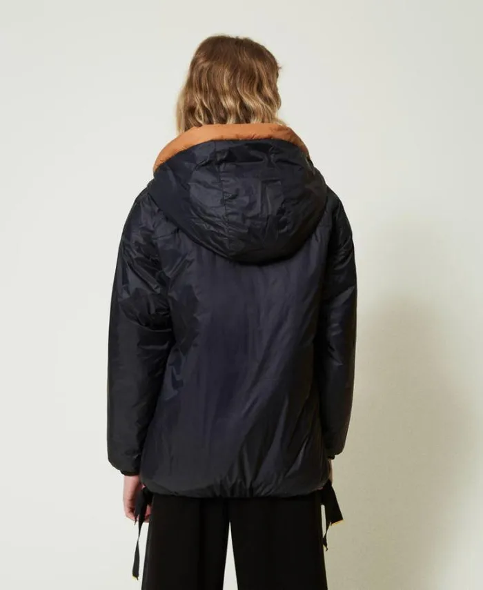 Twinset Jackets And Puffer Jackets Reversible Padded Jacket Twotone Caramel Camel Black 8211 Clothing