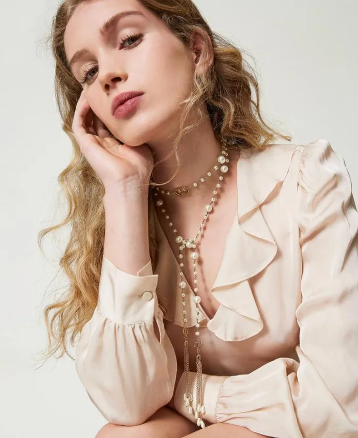 Twinset Jewellery Adjustable Necklace With Tassels Old White 8211 Accessories