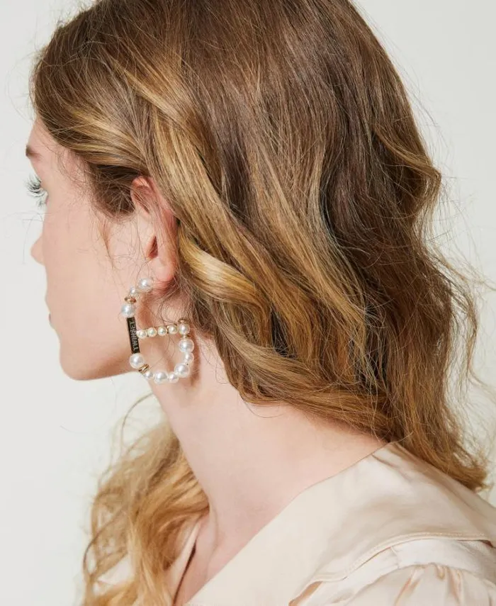Twinset Jewellery Oval T Earrings With Pearls Old White 8211 Accessories