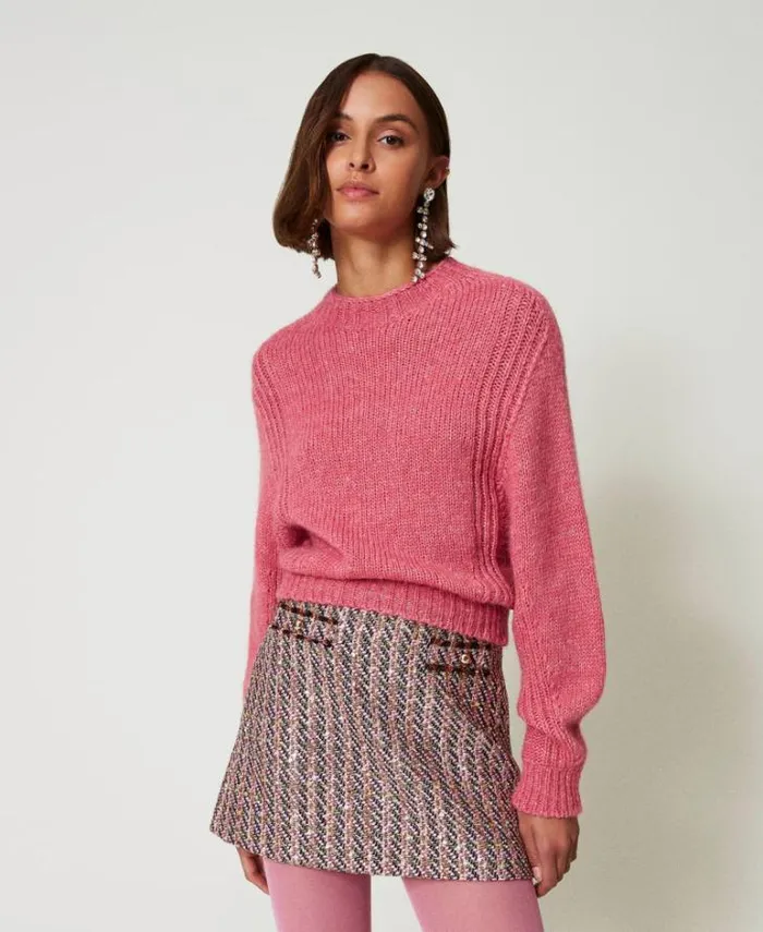 Twinset Jumpers And Cardigans Seamless Wool Blend Turtleneck Jumper 034crystal Pink034 8211 Clothing