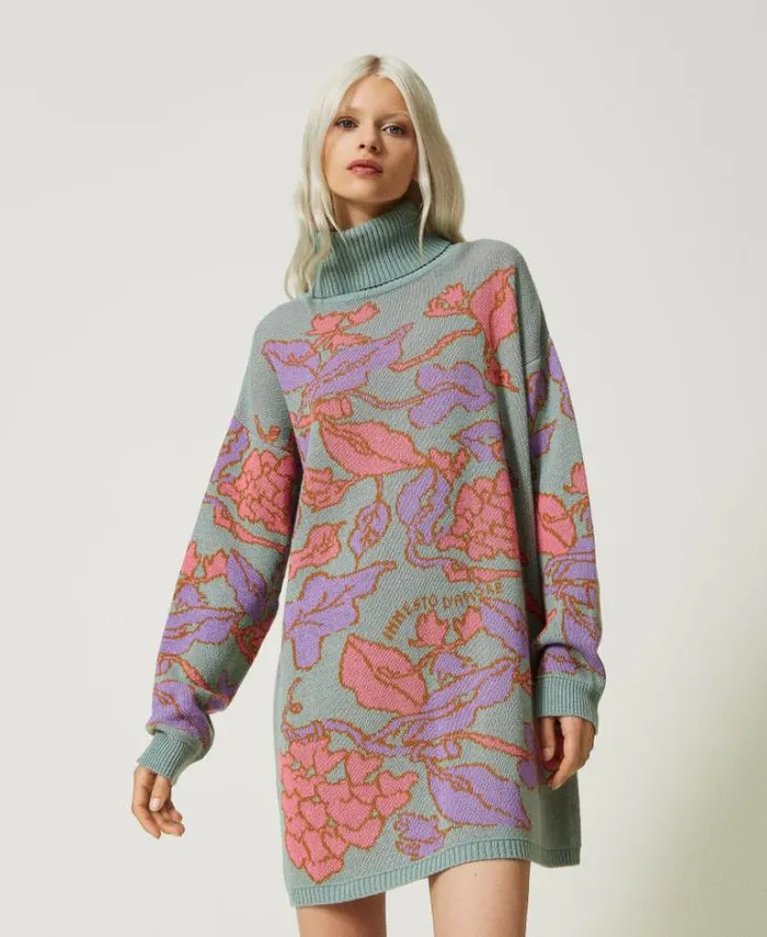 Twinset Jumpers And Cardigans Treeblend Yarn Jacquard Maxi Jumper Lotus Jacquard Hearts and Leaves 8211 Clothing Twinset Jumpers And Cardigans Treeblend Yarn Jacquard Maxi Jumper Lotus Jacquard Hearts and Leaves 8211 Clothing