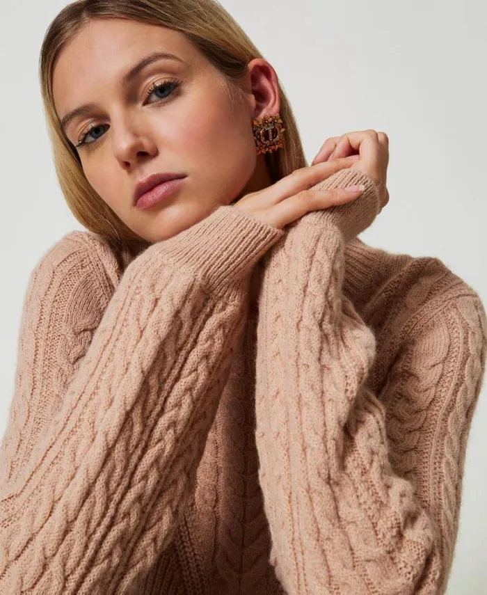 Twinset Jumpers And Cardigans Wool Blend Cable Knit Jumper Light Sandy Brown 8211 Clothing Twinset Jumpers And Cardigans Wool Blend Cable Knit Jumper Light Sandy Brown 8211 Clothing