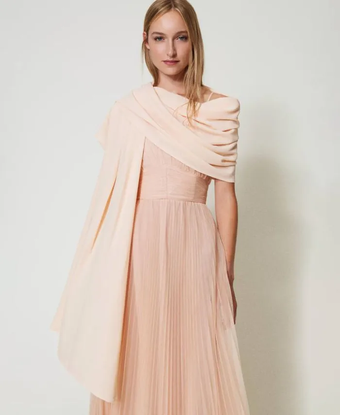 Twinset Scarves Doubled Georgette Stole Peach Pink 8211 Accessories