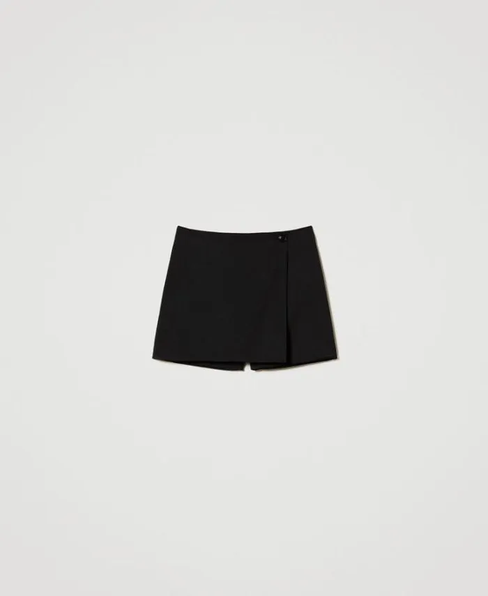 Twinset Shorts Wool Blend Wraparound Shorts Black 8211 Clothing