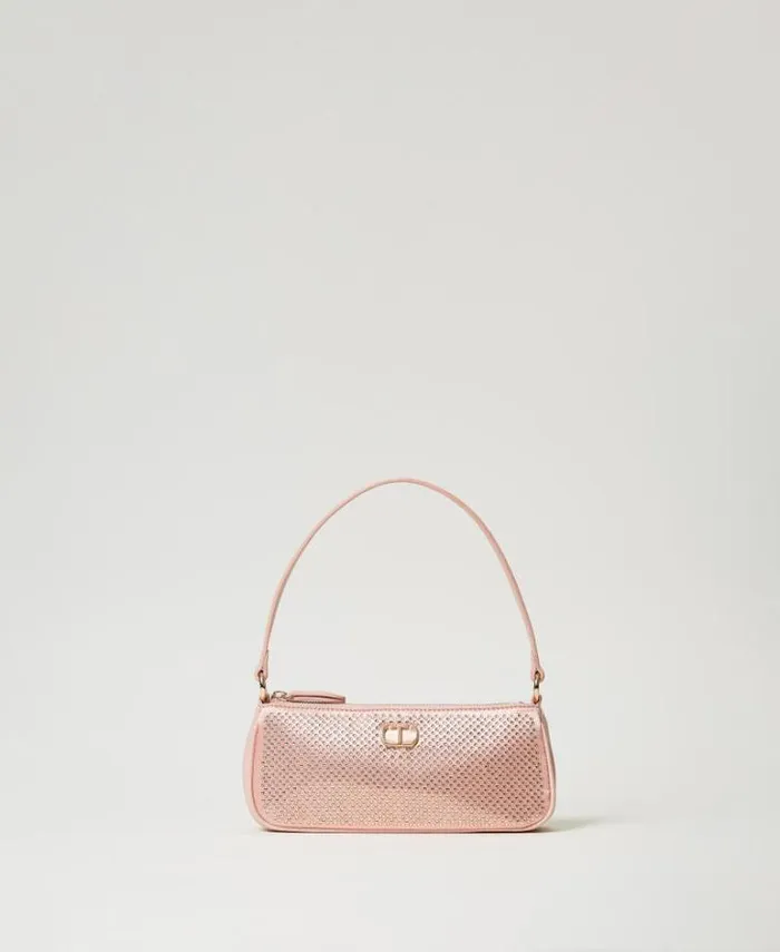 Twinset Shoulder Bags Mini Satin Bag With Rhinestones And Oval T Peachy Keen Pink 8211 Bags Twinset Shoulder Bags Mini Satin Bag With Rhinestones And Oval T Peachy Keen Pink 8211 Bags