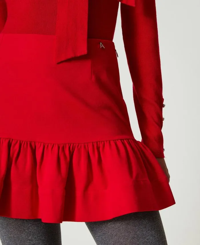 Twinset Skirts Miniskirt With Flounce Fiery Red 8211 Clothing