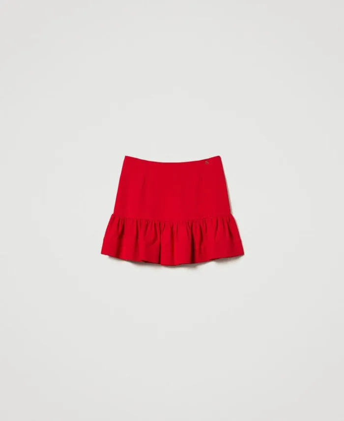 Twinset Skirts Miniskirt With Flounce Fiery Red 8211 Clothing