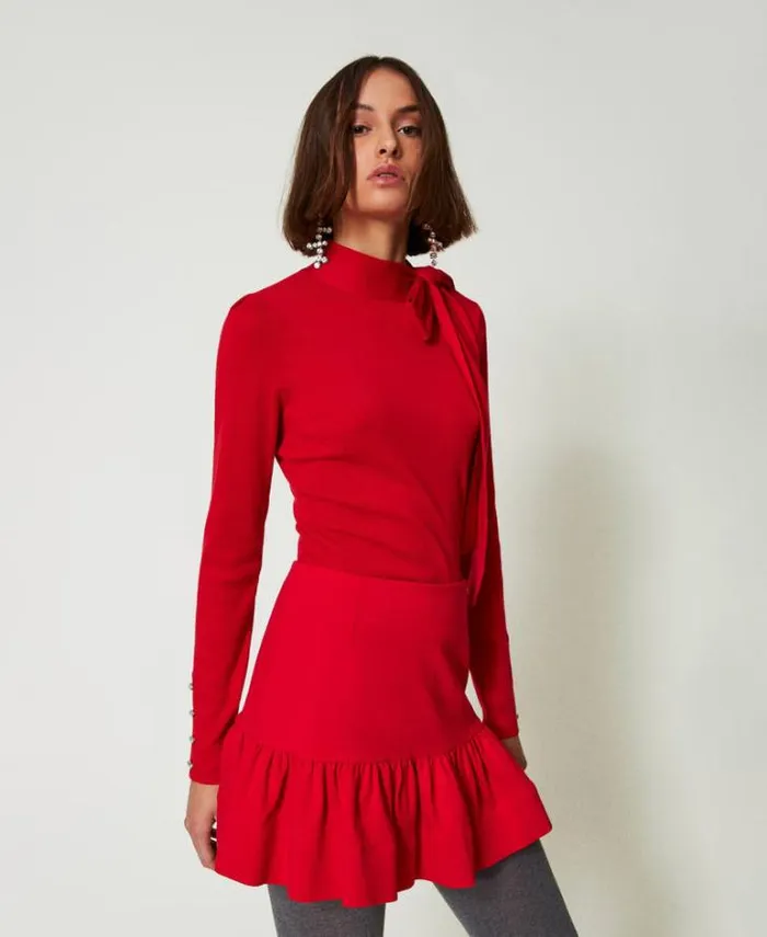 Twinset Skirts Miniskirt With Flounce Fiery Red 8211 Clothing