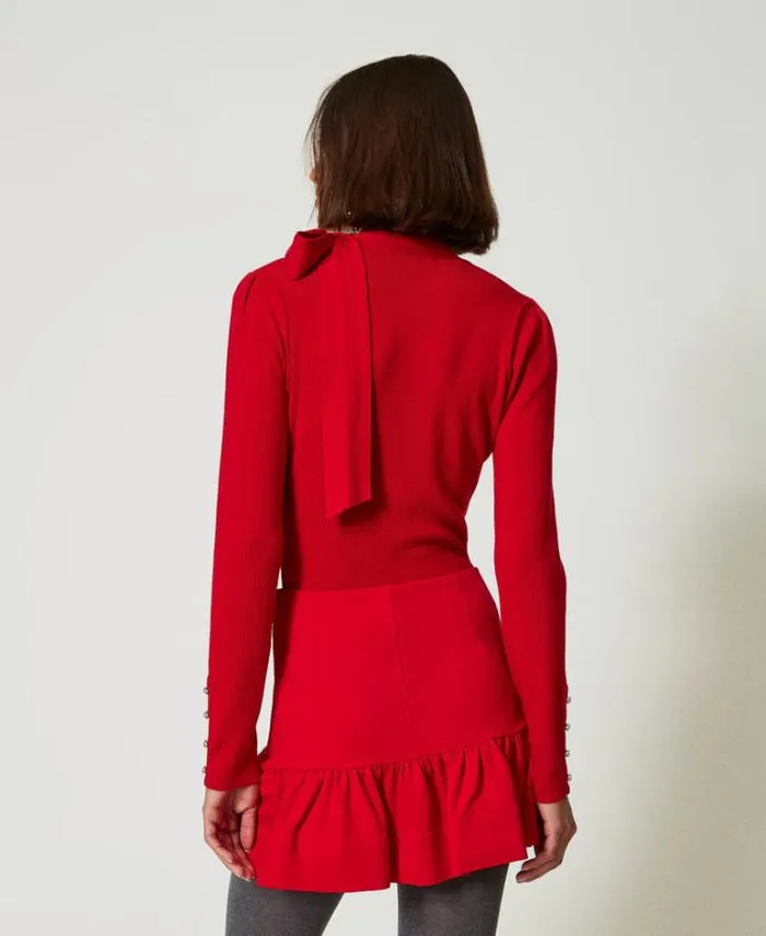 Twinset Skirts Miniskirt With Flounce Fiery Red 8211 Clothing