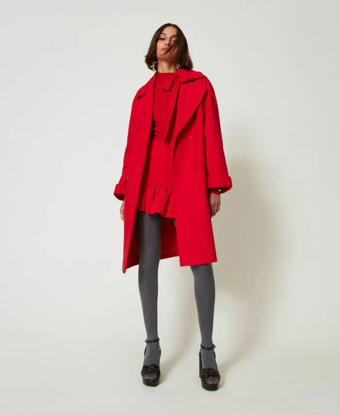 Twinset Skirts Miniskirt With Flounce Fiery Red 8211 Clothing