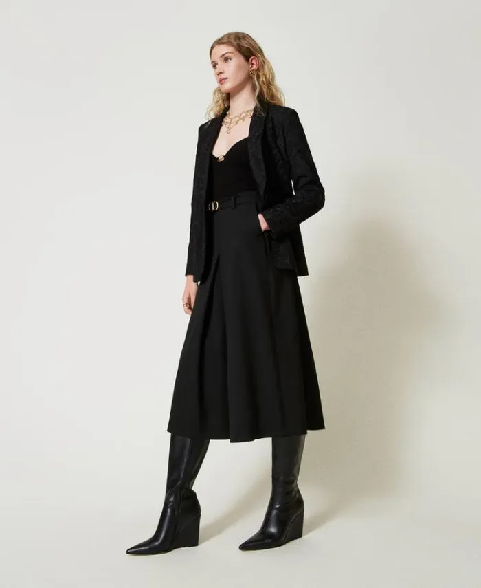 Twinset Skirts Wool Blend Trouserskirt With Belt Black 8211 Clothing