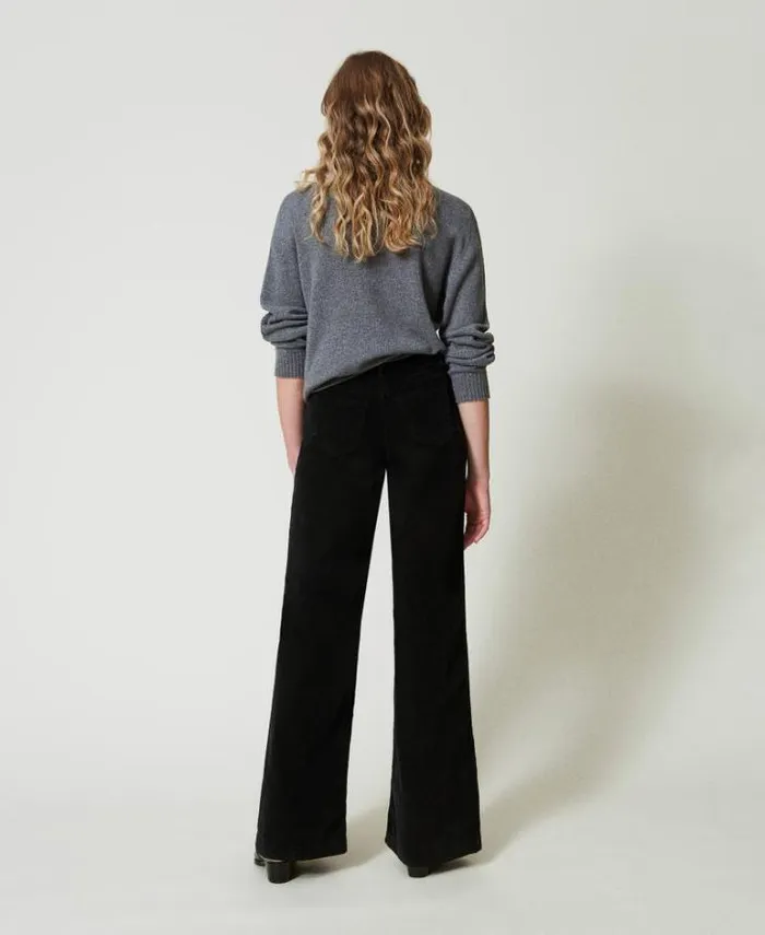 Twinset Smart Trousers Velvet Trousers With Buttons Black 8211 Clothing
