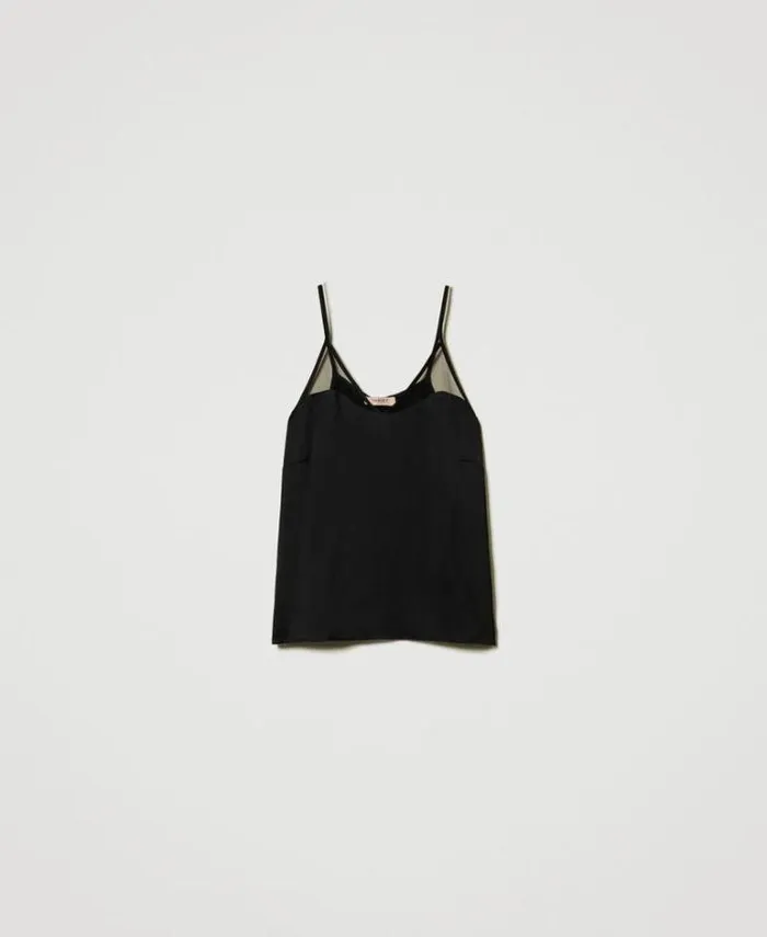Twinset Suits And Sets Satin And Tulle Top Black 8211 Clothing