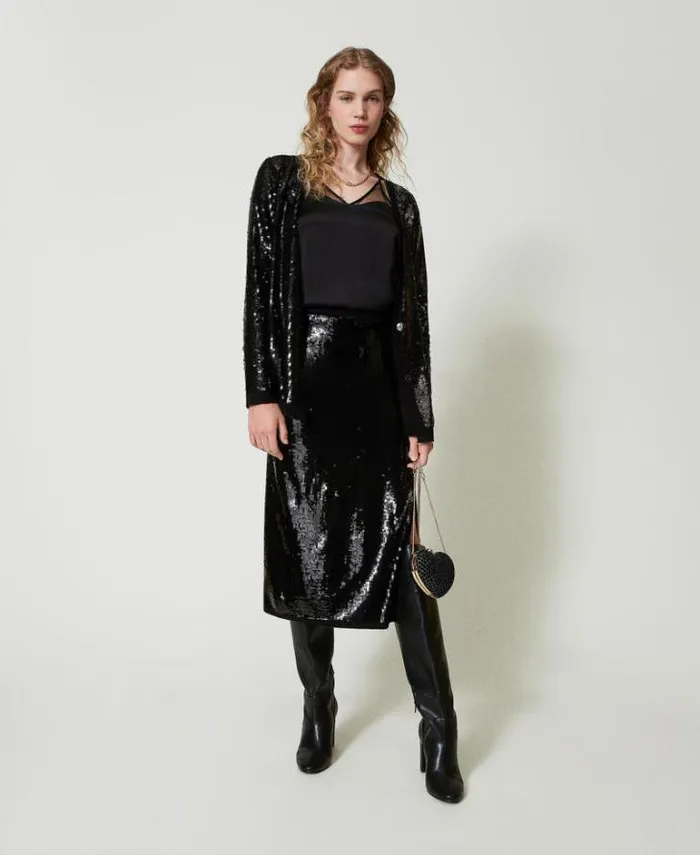 Twinset Suits And Sets Satin And Tulle Top Black 8211 Clothing