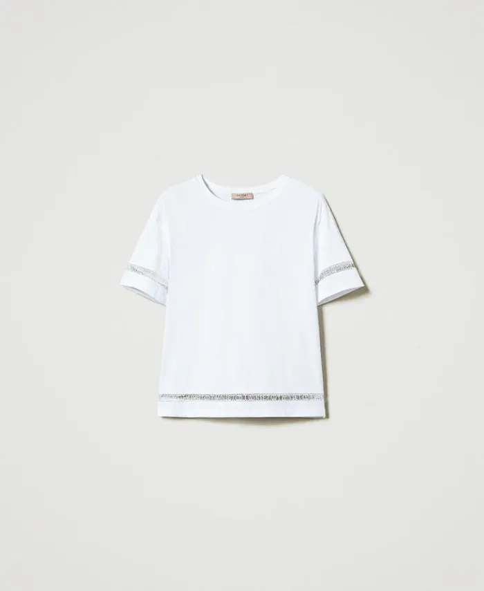Twinset TShirts And Tops Regular Fit Tshirt With Embroidered Logo White 8211 Clothing