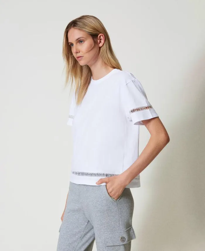 Twinset TShirts And Tops Regular Fit Tshirt With Embroidered Logo White 8211 Clothing