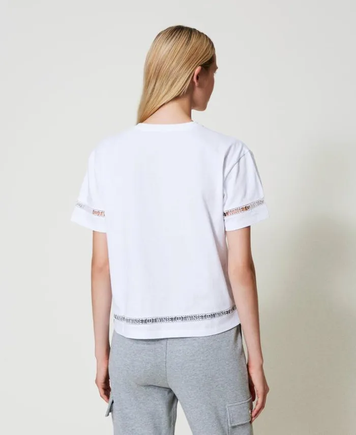 Twinset TShirts And Tops Regular Fit Tshirt With Embroidered Logo White 8211 Clothing