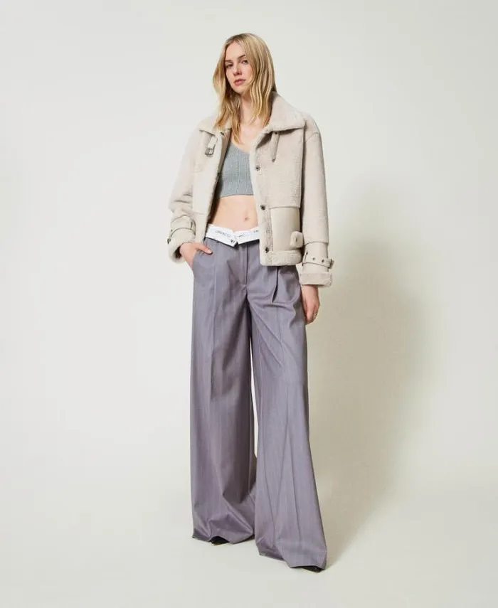 Twinset TShirts And Tops Ribbed Knit Cropped Top Warm Melange Gray 8211 Clothing