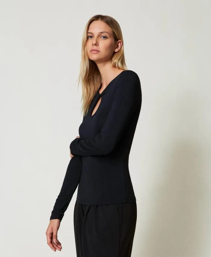 Twinset TShirts And Tops Tshirts With Cutout Black 8211 Clothing