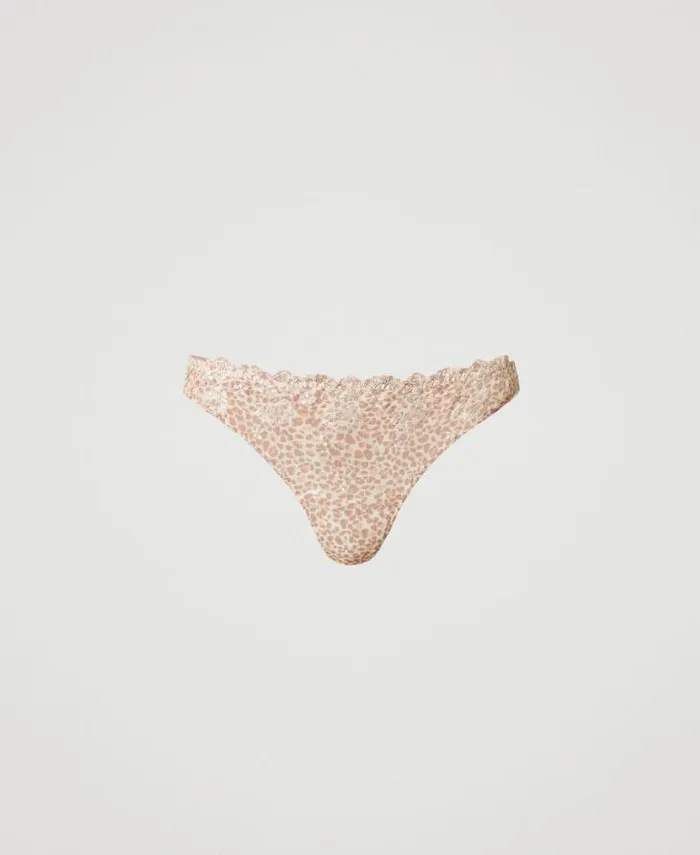Twinset Underwear And Nightwear Animal Print Tulle Thong Briefs Multicolour Animal Print 8211 Clothing