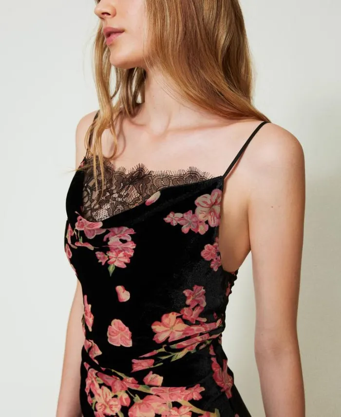 Twinset Underwear And Nightwear Floral Dvor Velvet Slip Multicolour Blooming 8211 Clothing