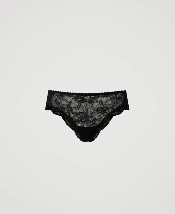 Twinset Underwear And Nightwear Lace Brazilian Briefs Black 8211 Clothing