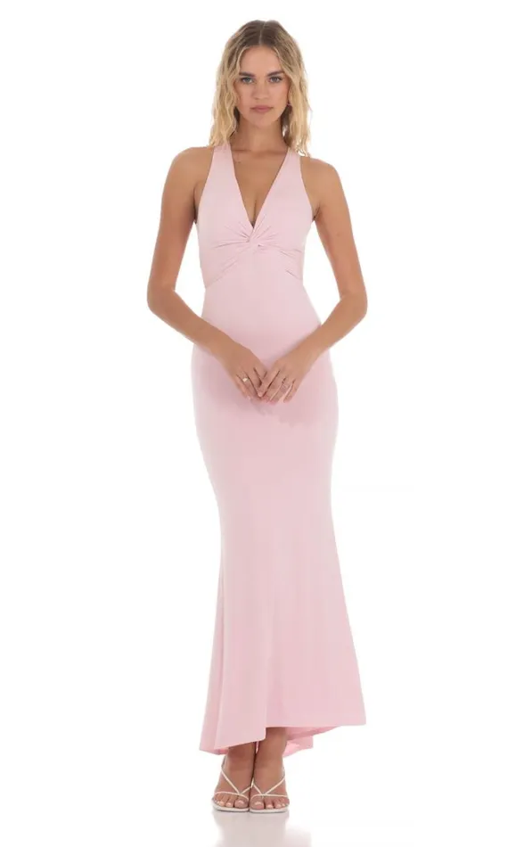 Twist VNeck Maxi Dress Pink Women LUCY IN THE SKY Maxi Dresses