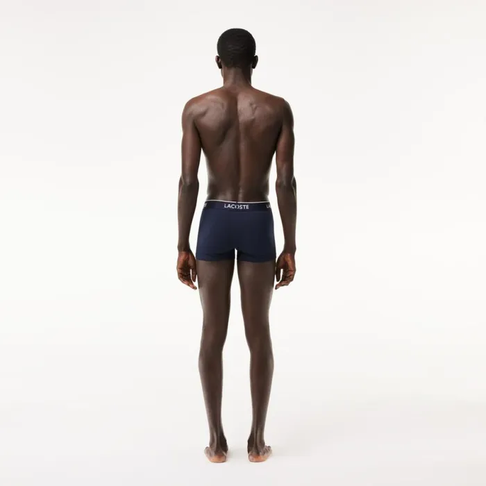 Underwear and Socks Men Lacoste Men039s 3Pack Constrast Waist Trunks Navy Blue Green Red Navy Blue Hy0