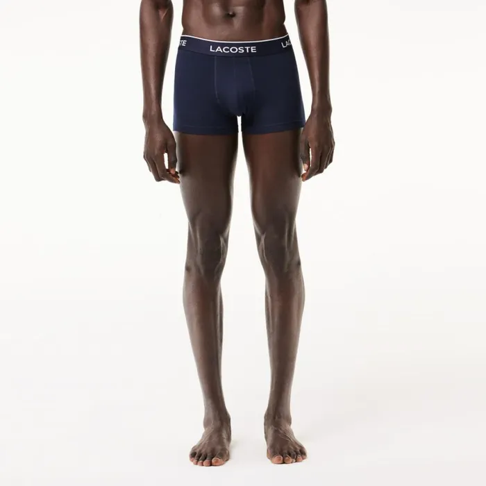 Underwear and Socks Men Lacoste Men039s 3Pack Constrast Waist Trunks Navy Blue Green Red Navy Blue Hy0
