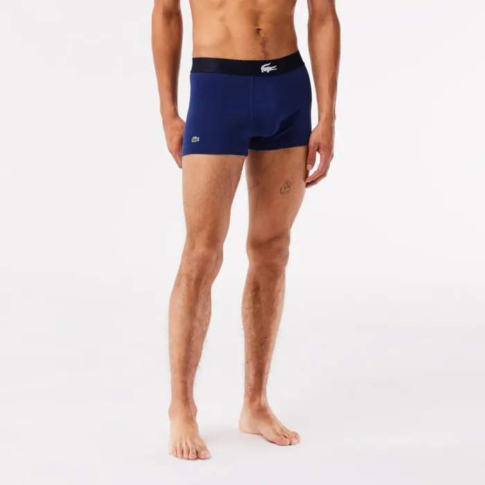 Underwear and Socks Men Lacoste Men039s Cotton Jersey Boxer Brief 3Pack Navy Blue White Grey Chine Navy Blue Bck