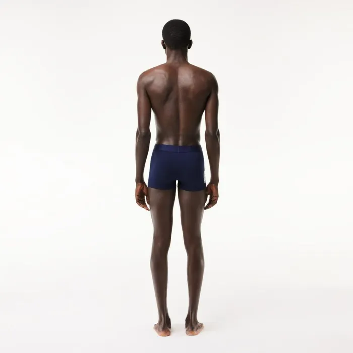 Underwear and Socks Men Lacoste Men039s Cotton Jersey Boxer Brief 3Pack Navy Blue White Grey Chine Navy Blue Bck
