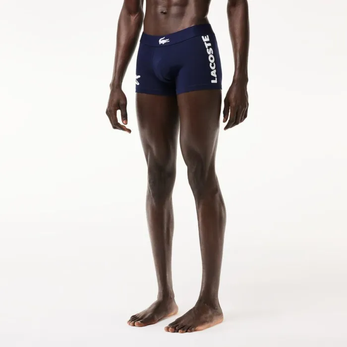Underwear and Socks Men Lacoste Men039s Cotton Jersey Boxer Brief 3Pack Navy Blue White Grey Chine Navy Blue Bck