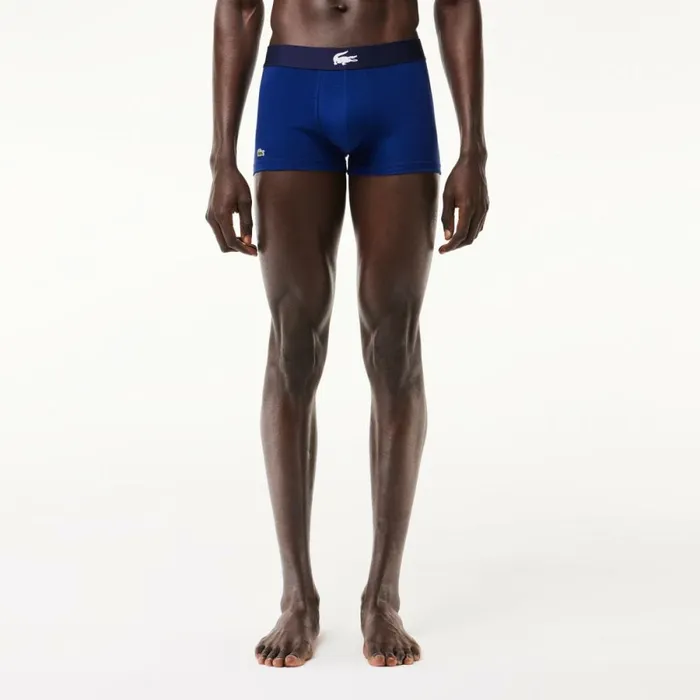 Underwear and Socks Men Lacoste Men039s Cotton Jersey Boxer Brief 3Pack Navy Blue White Grey Chine Navy Blue Bck