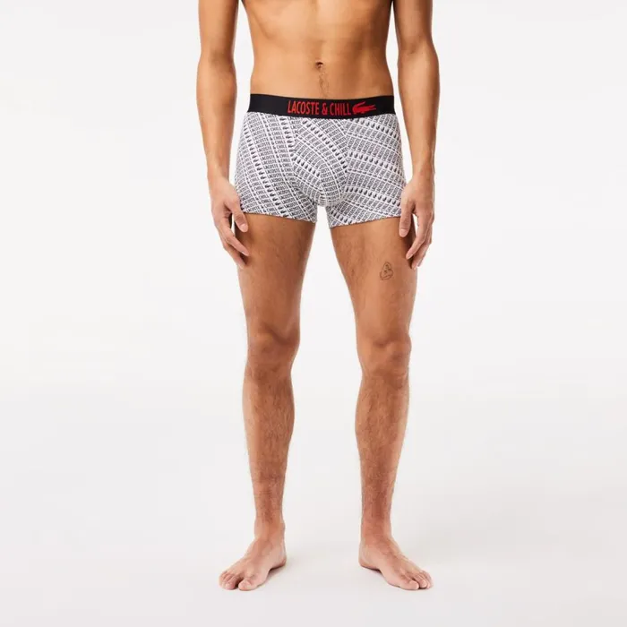 Underwear and Socks Men Lacoste Mens Lacoste X Netflix Branded Trunks White Black Au8