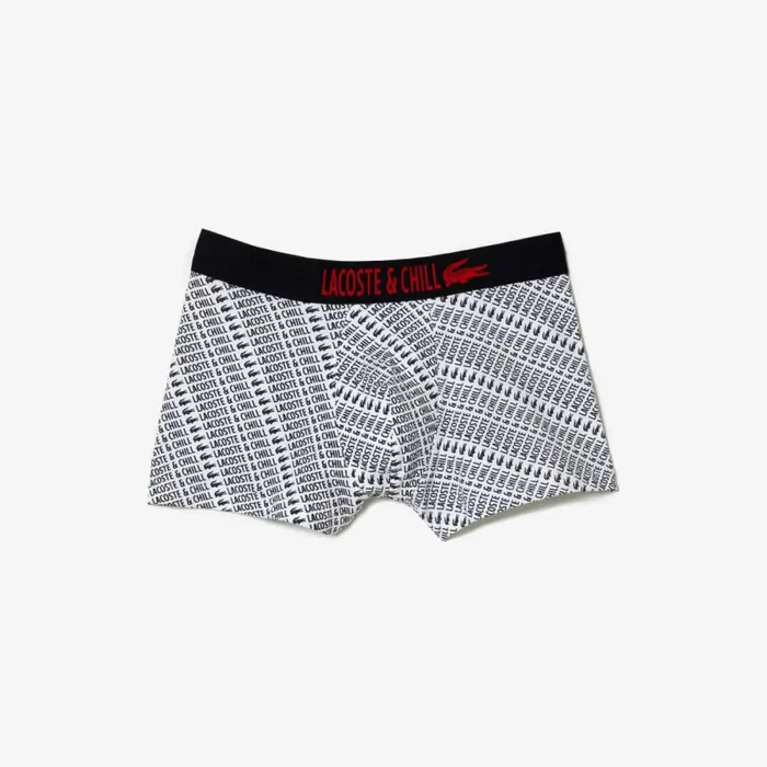 Underwear and Socks Men Lacoste Mens Lacoste X Netflix Branded Trunks White Black Au8