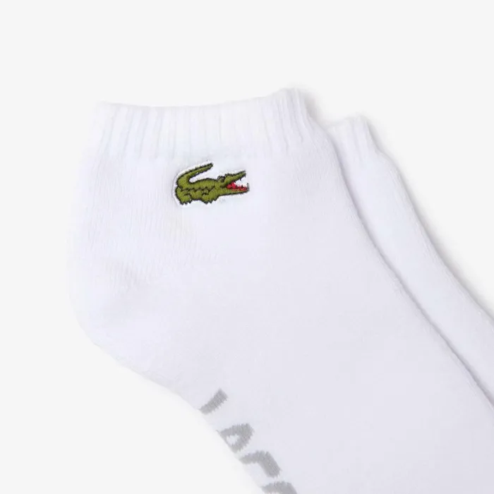Underwear and Socks MenWomen Lacoste Unisex SPORT Branded Stretch Cotton LowCut Socks White Grey Chine G8k