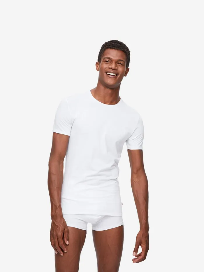 Underwear TShirts Men Derek Rose Underwear TShirt Jack Pima Cotton Stretch White