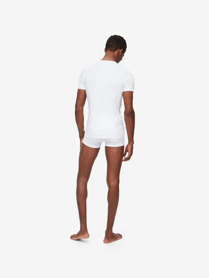 Underwear TShirts Men Derek Rose Underwear TShirt Jack Pima Cotton Stretch White