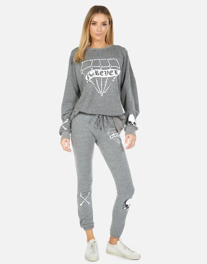 Uri Bone Diamond Heather Grey Women Lauren Moshi Long Sweatpants