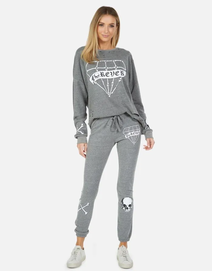Uri Bone Diamond Heather Grey Women Lauren Moshi Long Sweatpants