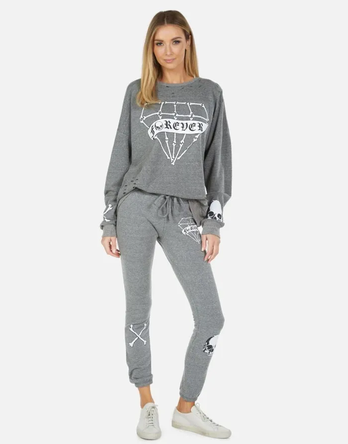 Uri Bone Diamond Heather Grey Women Lauren Moshi Long Sweatpants