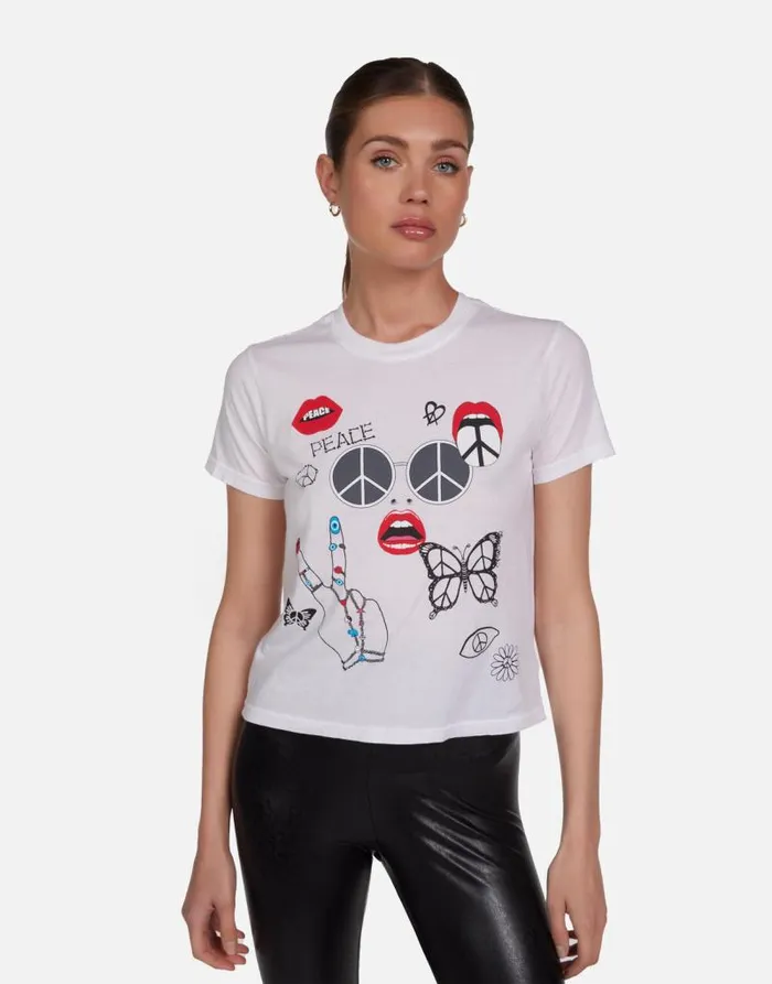 Ursula Peace Elements White Women Lauren Moshi Short Sleeve