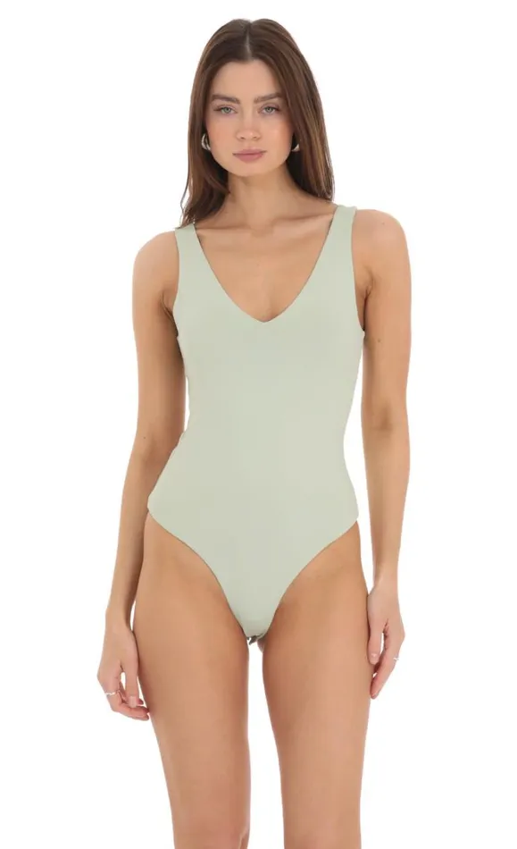 VNeck Bodysuit Pistachio Women LUCY IN THE SKY Bodysuits
