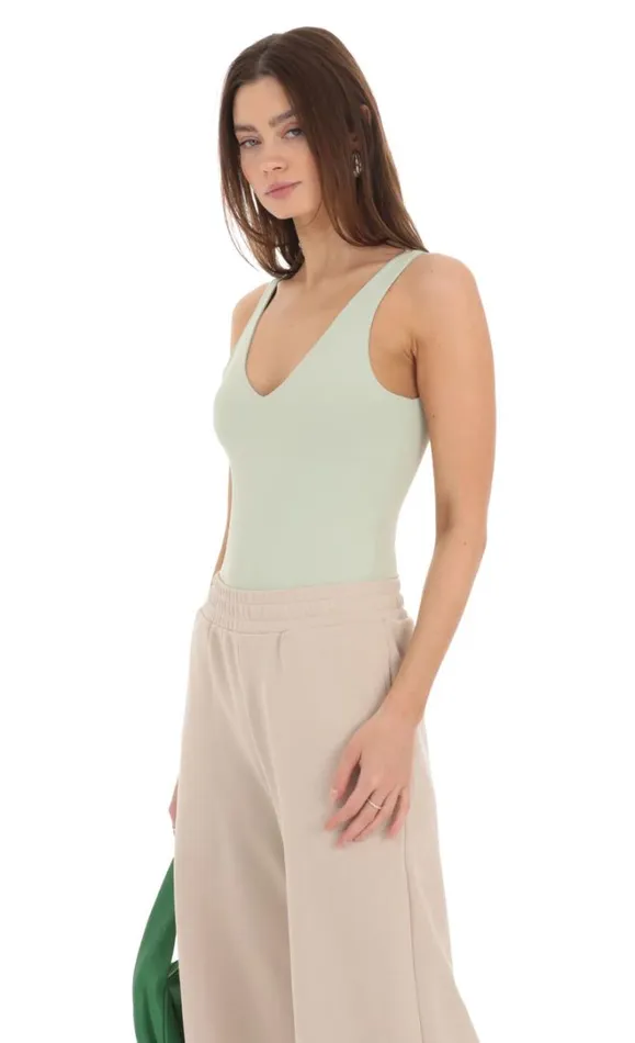 VNeck Bodysuit Pistachio Women LUCY IN THE SKY Bodysuits VNeck Bodysuit Pistachio Women LUCY IN THE SKY Bodysuits