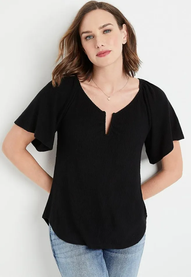 V Neck Flutter Sleeve Top Women Maurices Tops