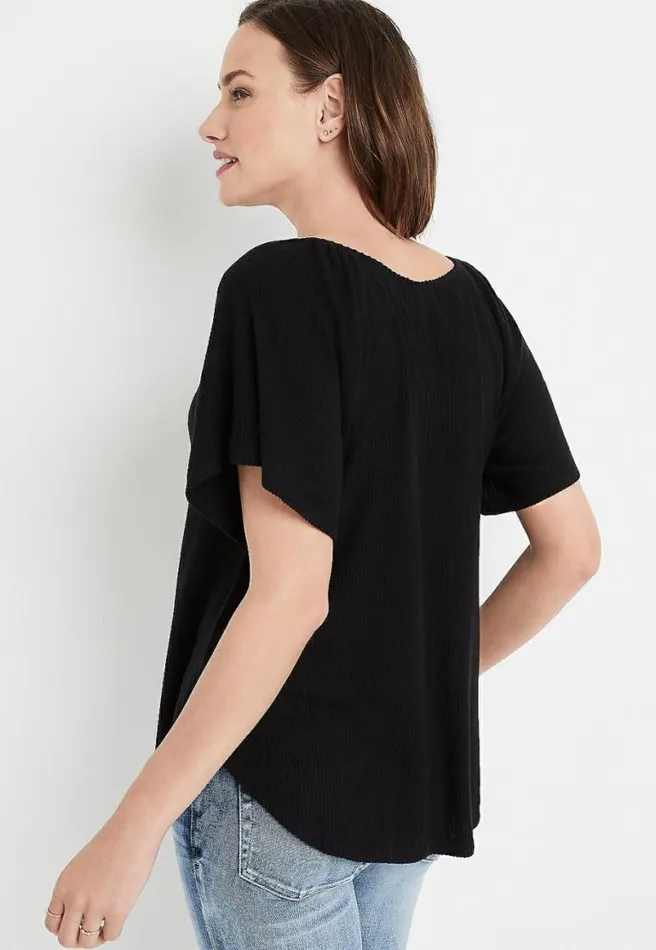 V Neck Flutter Sleeve Top Women Maurices Tops