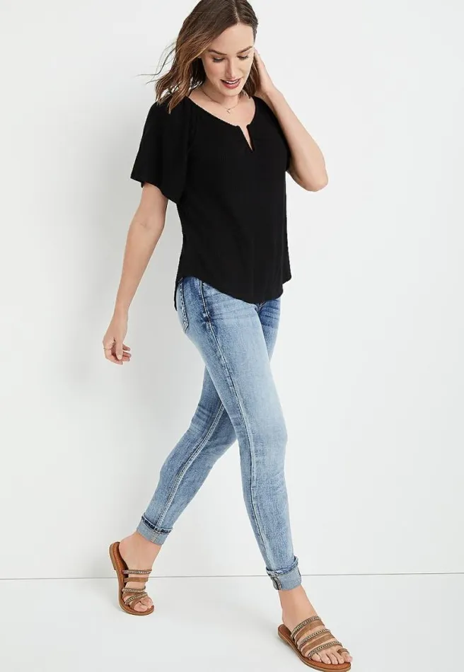 V Neck Flutter Sleeve Top Women Maurices Tops